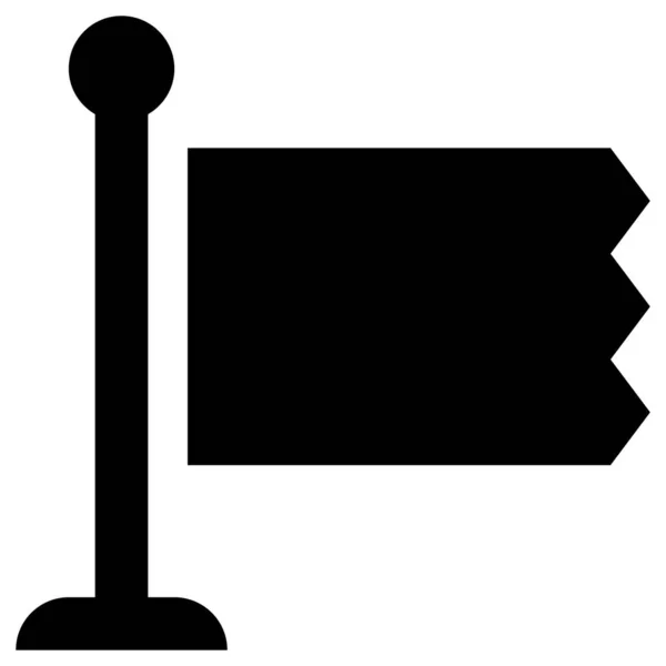 Flaggenmast Symbol Linienvektorabbildung Auf Weißem Hintergrund — Stockvektor