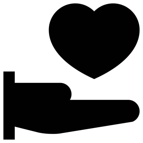 Hand Heart Icon Line Vector Illustration White Background — Stock Vector