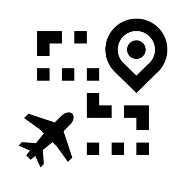 Uçuş rotası simgesi, beyaz arkaplanda vektör çizimi