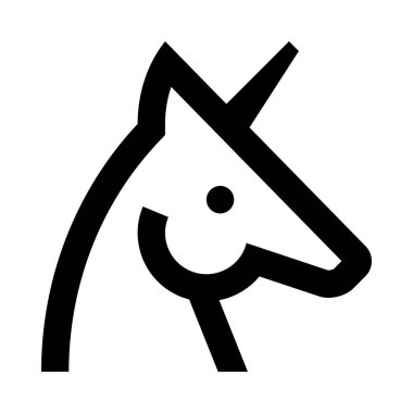 tek boynuzlu at simgesi, beyaz arkaplanda vektör illüstrasyonu