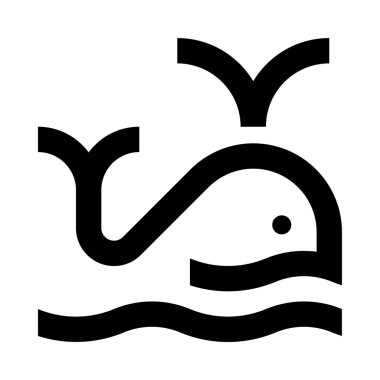 Beyaz arkaplanda balina simgesi, vektör illüstrasyonu