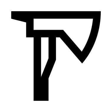 Beyaz arkaplanda balta simgesi, vektör illüstrasyonu