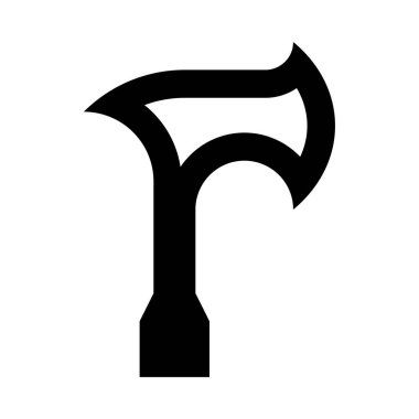 Beyaz arkaplanda balta simgesi, vektör illüstrasyonu