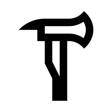 Beyaz arkaplanda balta simgesi, vektör illüstrasyonu