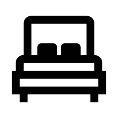 çift yatak simgesi, beyaz arkaplanda vektör illüstrasyonu