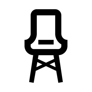 Beyaz arkaplanda sandalye simgesi, vektör illüstrasyonu  