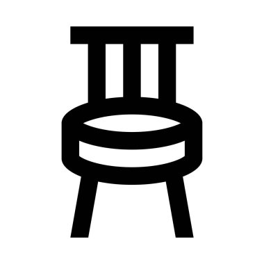 Beyaz arkaplanda sandalye simgesi, vektör illüstrasyonu  