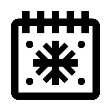 Kar Tanesi simgesine sahip Noel takvimi, beyaz arkaplanda vektör illüstrasyonu  