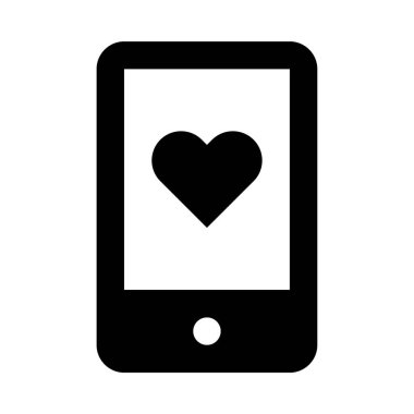 Kalp simgesine sahip akıllı telefon, beyaz arkaplanda vektör illüstrasyonu  