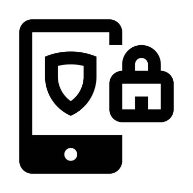 Akıllı telefon koruma simgesi, beyaz arkaplanda vektör illüstrasyonu  