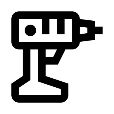 Beyaz arkaplanda elektrikli matkap simgesi, vektör illüstrasyonu 