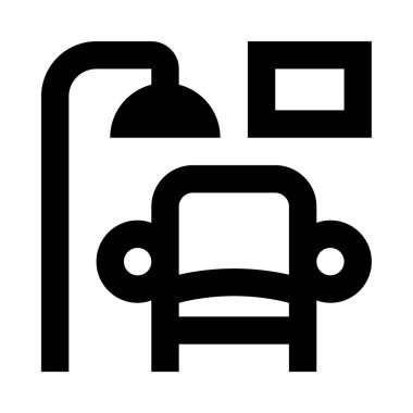 Beyaz arkaplanda koltuk simgesi, vektör illüstrasyonu 