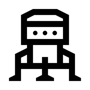 Beyaz arkaplanda uzay aracı simgesi, vektör illüstrasyonu 