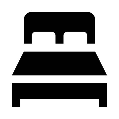 Çift yatak simgesi, vektör çizimi beyaz arkaplanda izole edildi   