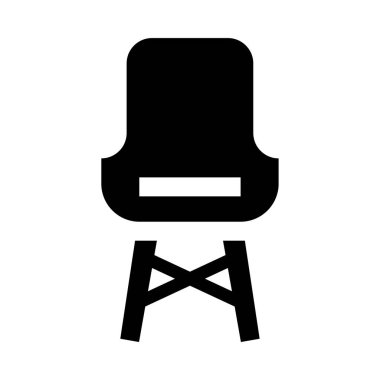 Beyaz arkaplanda izole edilmiş sandalye simgesi ve vektör illüstrasyonu 