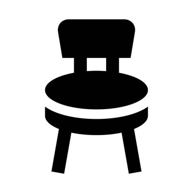 Beyaz arkaplanda izole edilmiş sandalye simgesi ve vektör illüstrasyonu 
