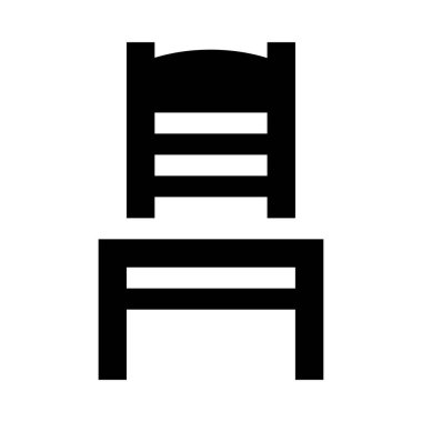 Beyaz arkaplanda izole edilmiş sandalye simgesi ve vektör illüstrasyonu 