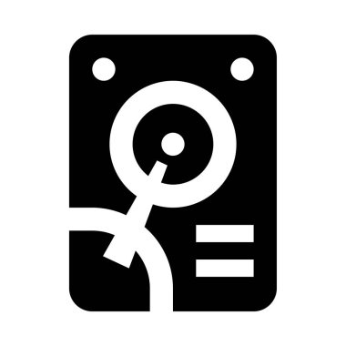 Sabit disk simgesi ve vektör çizimi beyaz arkaplanda izole edildi 