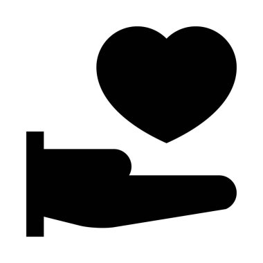 El ve kalp simgesi, vektör çizimi beyaz arkaplanda izole edildi 