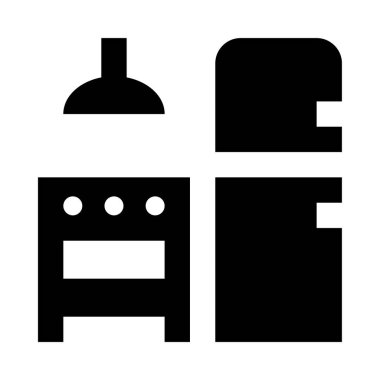 Mutfak soba simgesi, vektör illüstrasyonu beyaz arkaplanda izole edildi 