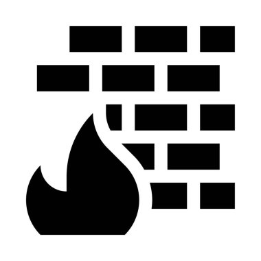 Beyaz arkaplanda izole edilmiş güvenlik duvarı simgesi ve vektör illüstrasyonu  