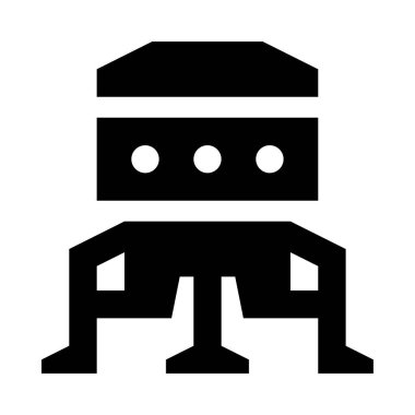 Uzay aracı simgesi, vektör illüstrasyonu beyaz arkaplanda izole edildi  