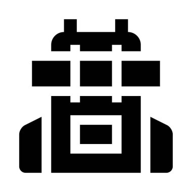 kamp sırt çantası simgesi, vektör illüstrasyonu beyaz arkaplanda izole edildi 