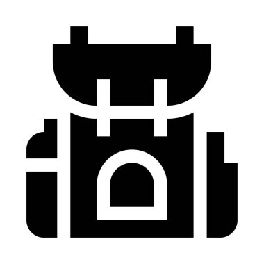 kamp sırt çantası simgesi, vektör illüstrasyonu beyaz arkaplanda izole edildi 