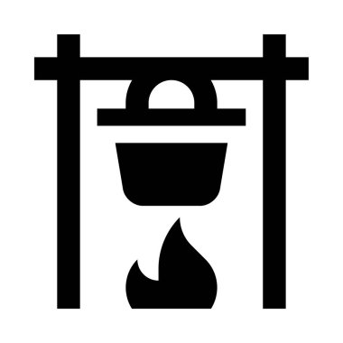 Yemek ikonu için şenlik ateşi, vektör illüstrasyonu beyaz arkaplanda izole edildi 