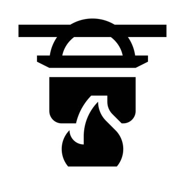 Yemek ikonu için şenlik ateşi, vektör illüstrasyonu beyaz arkaplanda izole edildi 