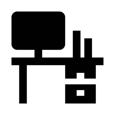 Beyaz arkaplanda izole edilmiş iş yeri simgesi ve vektör illüstrasyonu 