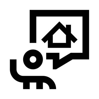 Beyaz arkaplanda ev kirası simgesi ve vektör illüstrasyonu izole edildi 