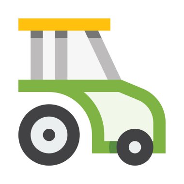 Traktör simgesi ve vektör illüstrasyonu beyaz arkaplanda izole edildi 