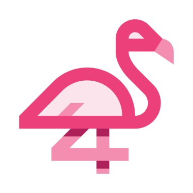 Flamingo simgesi, vektör illüstrasyonu beyaz arkaplanda izole edildi