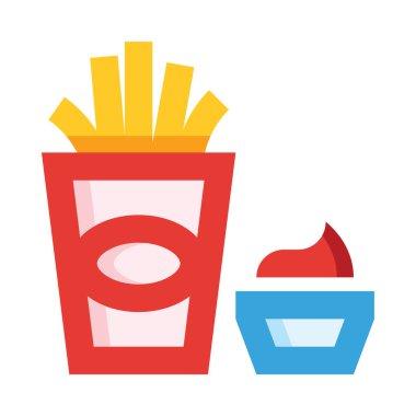 Patates kızartması simgesi, vektör çizimi beyaz arkaplanda izole edildi