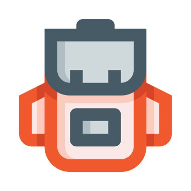 Beyaz arkaplanda izole edilmiş sırt çantası simgesi ve vektör illüstrasyonu 