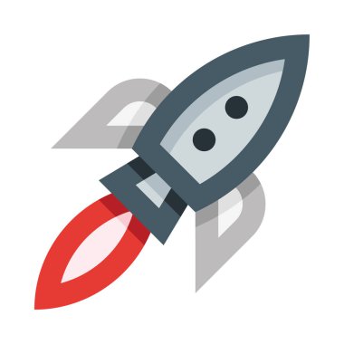 Roket simgesi, vektör illüstrasyonu beyaz arkaplanda izole edildi 