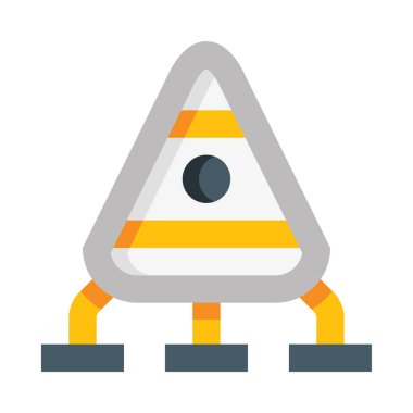 Beyaz arkaplanda izole edilmiş uzay gemisi simgesi ve vektör illüstrasyonu