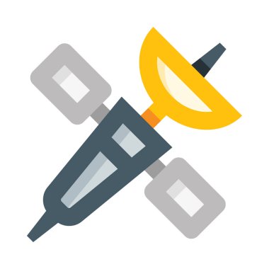 Beyaz arkaplanda izole edilmiş uzay gemisi simgesi ve vektör illüstrasyonu