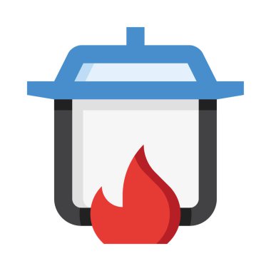 beyaz arkaplanda izole edilmiş şenlik ateşi simgesi ve vektör illüstrasyonu 