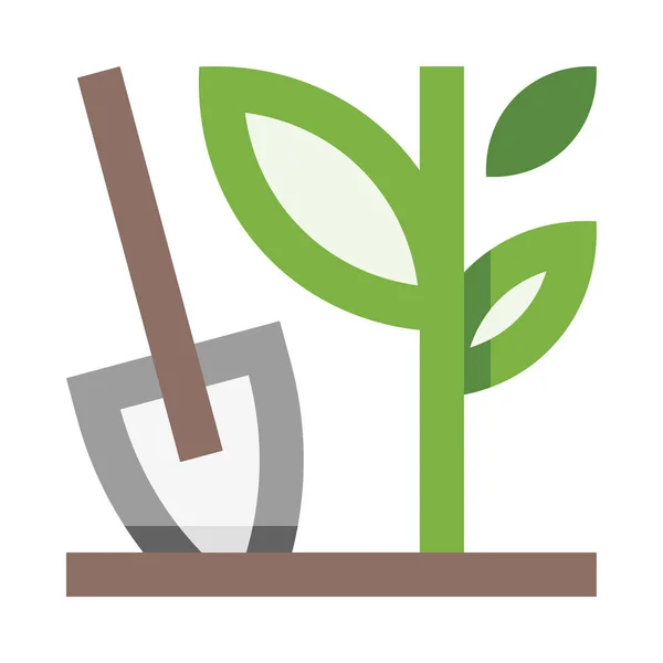Spade Och Växt Ikon Vektor Illustration Isolerad Vit Bakgrund — Stock vektor