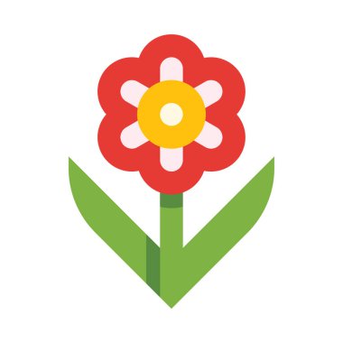 Çiçek simgesi, vektör illüstrasyonu beyaz arkaplanda izole edildi 