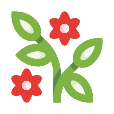 beyaz arkaplanda izole edilmiş çiçek simgesi ve vektör illüstrasyonu 