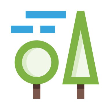 park simgesi ve vektör illüstrasyonu beyaz arkaplanda izole edildi 