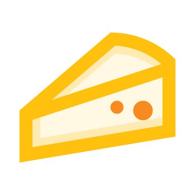 Beyaz arkaplanda izole edilmiş peynir simgesi ve vektör illüstrasyonu 