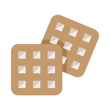 Waffle simgesi, vektör illüstrasyonu beyaz arkaplanda izole edildi 