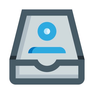 Beyaz arkaplanda izole edilmiş çekmece simgesi ve vektör illüstrasyonu 