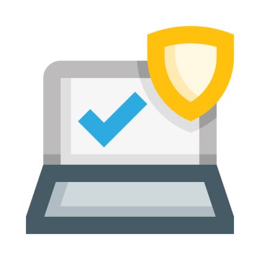 Güvenlik simgesi ve vektör illüstrasyonu beyaz arkaplanda izole edildi 