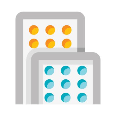 İlaç simgesi ve vektör illüstrasyonu beyaz arkaplanda izole edildi