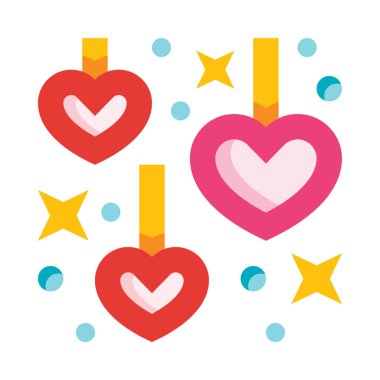 Hearts web simgesi, beyaz arkaplanda izole edilmiş basit vektör çizimi 